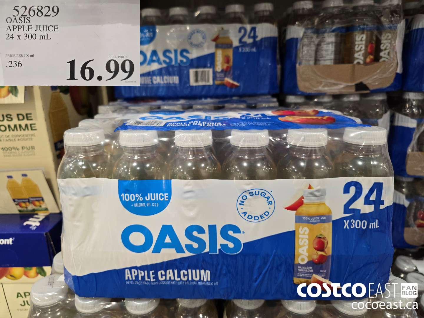 526829 OASIS APPLE JUICE 24 X 300 ML $16.99