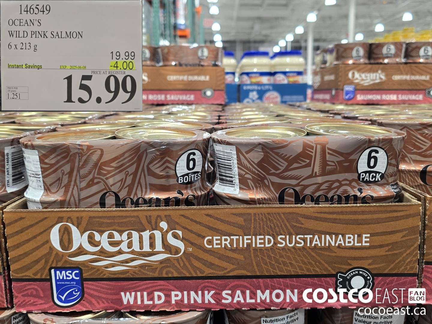146549 OCEAN'S WILD PINK SALMON 6 X 213 g ($4.00 INSTANT SAVINGS EXPIRES ON 2025-06-08) $15.99