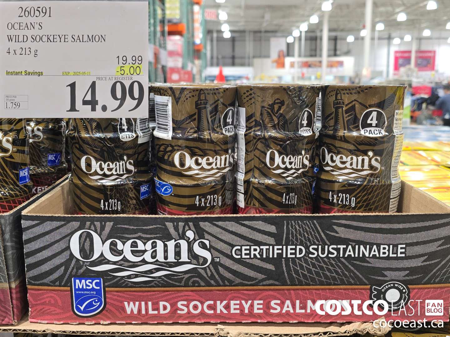 260591 OCEAN'S WILD SOCKEYE SALMON 4 x 213 G ($5.00 INSTANT SAVINGS EXPIRES ON 2025-05-11) $14.99