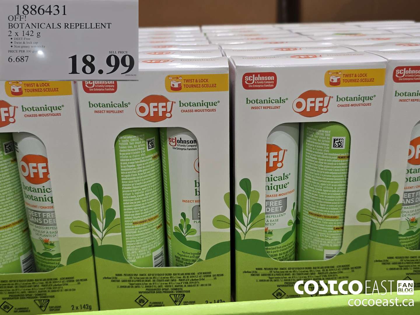 1886431 OFF! BOTANICALS REPELLENT 2 X 142G $18.99