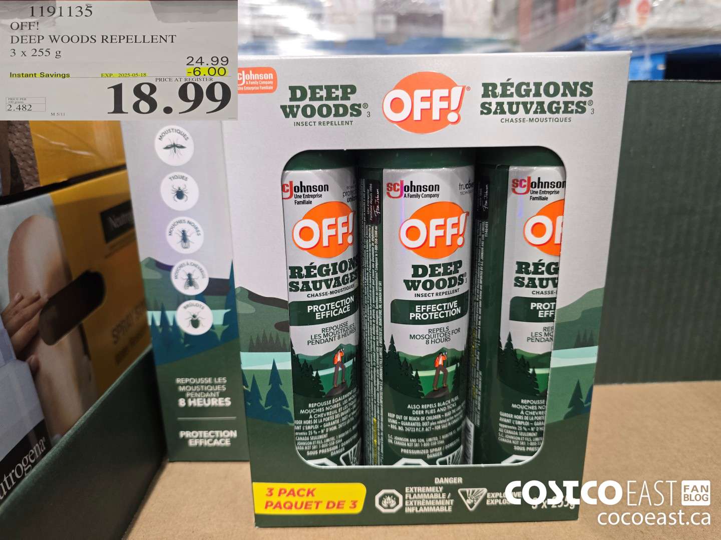1191135 OFF! DEEP WOODS REPELLENT 3 X 255 G ($6.00 INSTANT SAVINGS EXPIRES ON 2025-05-11) $18.99