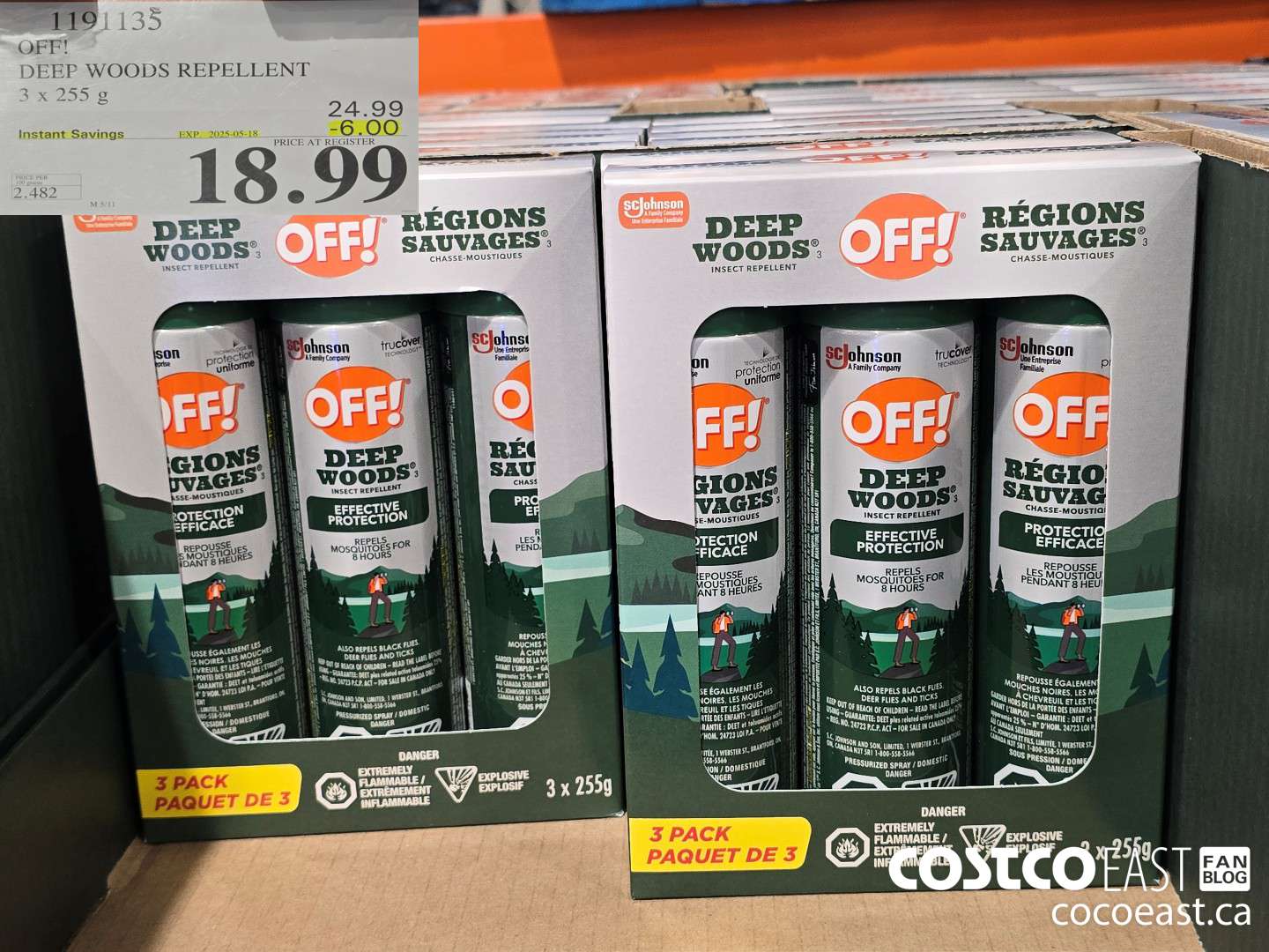 1191135 OFF! DEEP WOODS REPELLENT 3 X 255 G ($6.00 INSTANT SAVINGS EXPIRES ON 2025-05-11) $18.99