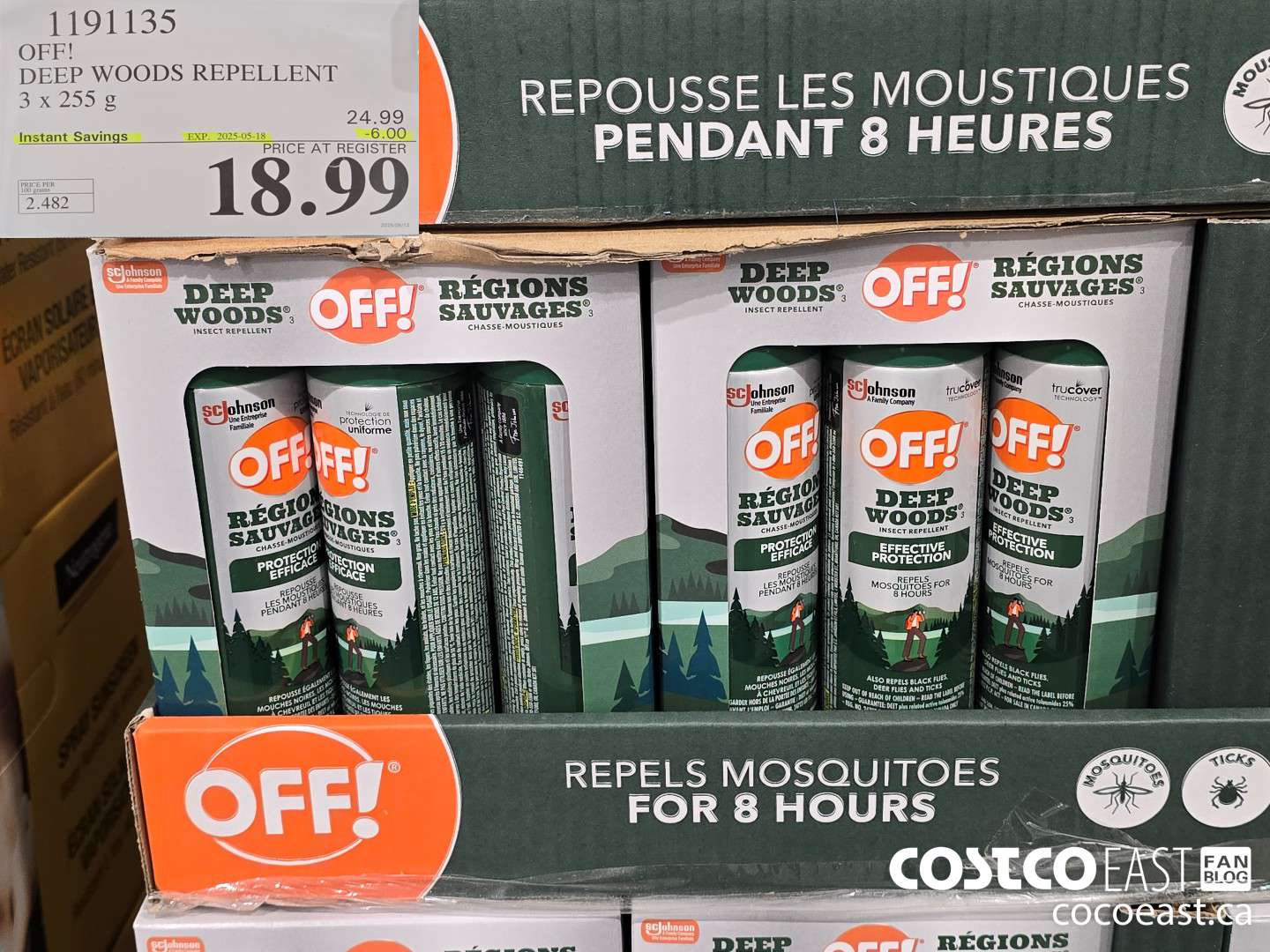 1191135 OFF! DEEP WOODS REPELLENT 3 X 255 G ($6.00 INSTANT SAVINGS EXPIRES ON 2025-05-18) $18.99