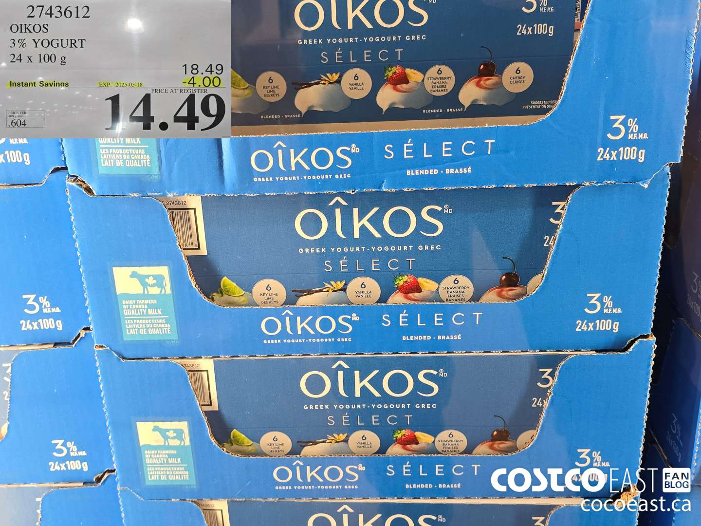 2743612 OIKOS 3% YOGURT 24 x 100g ($4.00 INSTANT SAVINGS EXPIRES ON 2025-05-18) $14.49