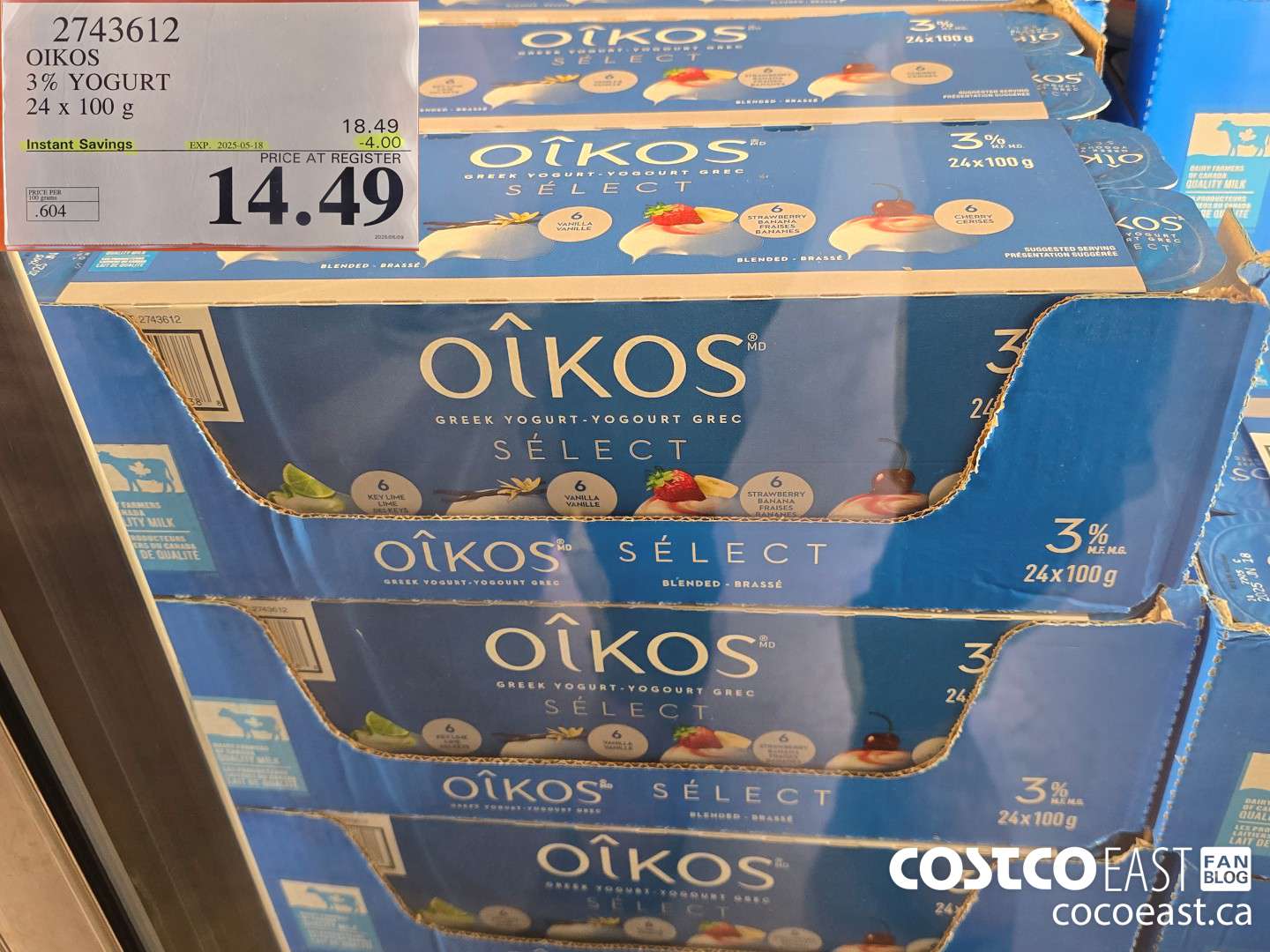 2743612 OIKOS 3% YOGURT 24 x 100g ($4.00 INSTANT SAVINGS EXPIRES ON 2025-05-18) $14.49