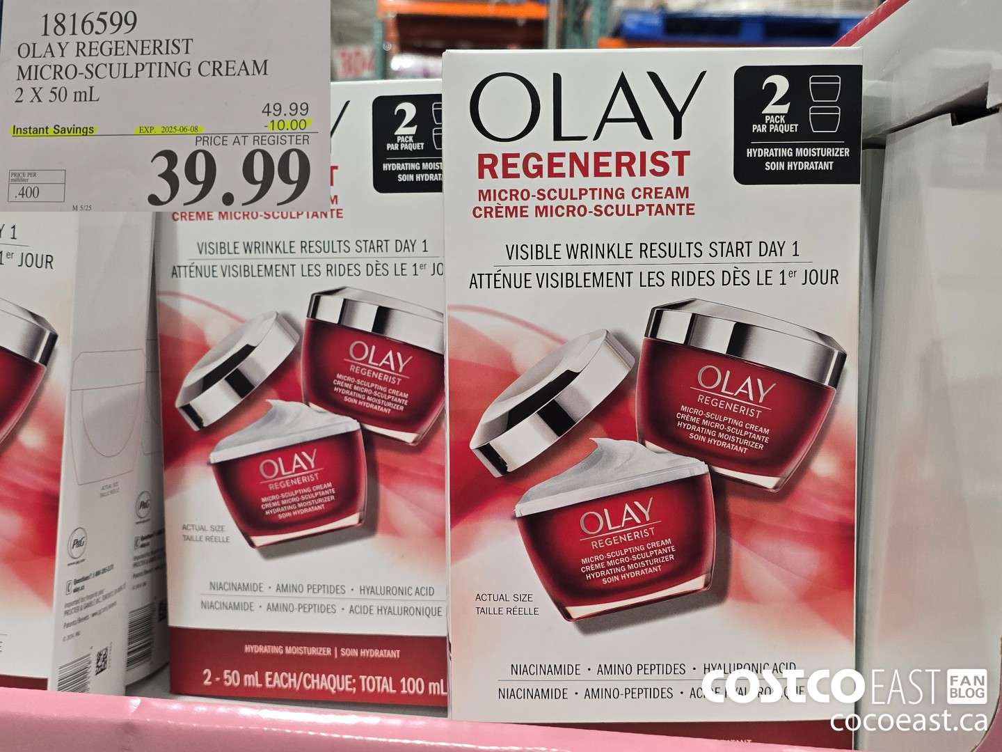 1816599 OLAY REGENERIST MICRO-SCULPTING CREAM 2 X 50 ML ($10.00 INSTANT SAVINGS EXPIRES ON 2025-06-08) $39.99