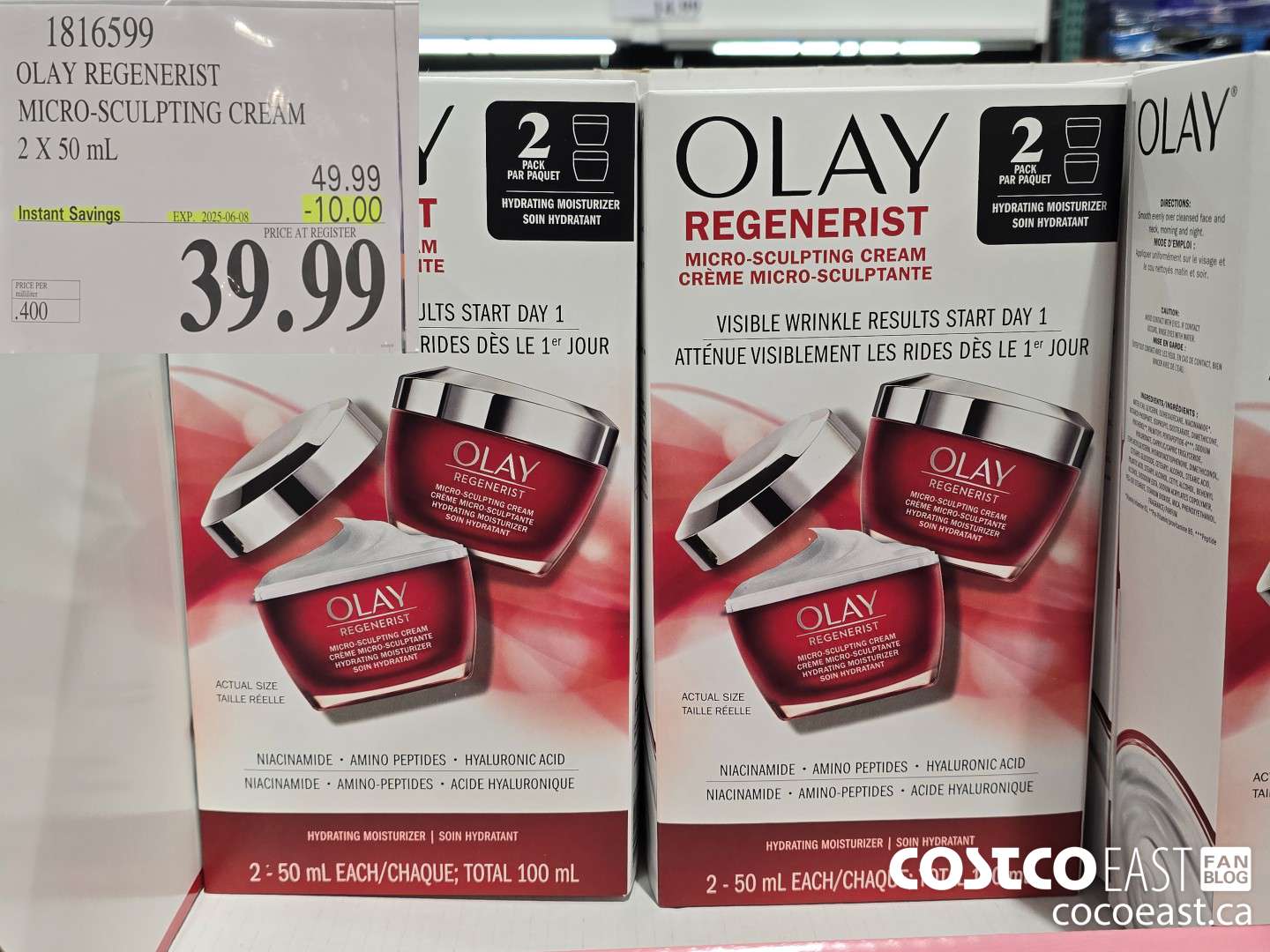 1816599 OLAY REGENERIST MICRO-SCULPTING CREAM 2 X 50 ML ($10.00 INSTANT SAVINGS EXPIRES ON 2025-06-08) $39.99