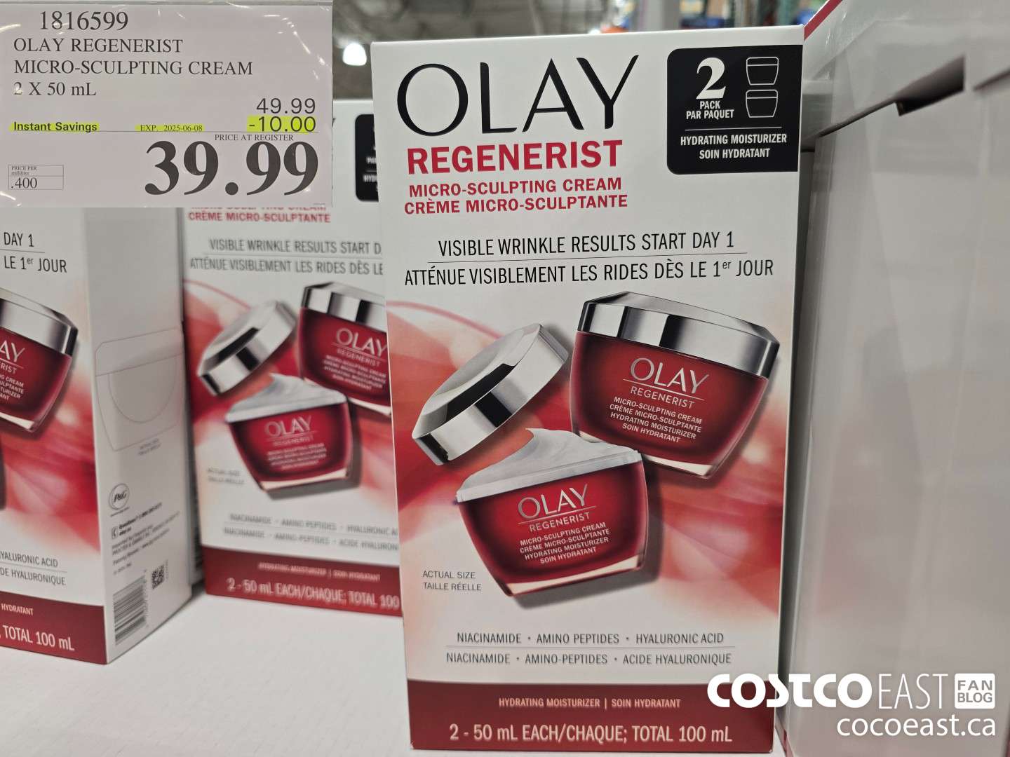 1816599 OLAY REGENERIST MICRO-SCULPTING CREAM 2 X 50 ML ($10.00 INSTANT SAVINGS EXPIRES ON 2025-06-08) $39.99