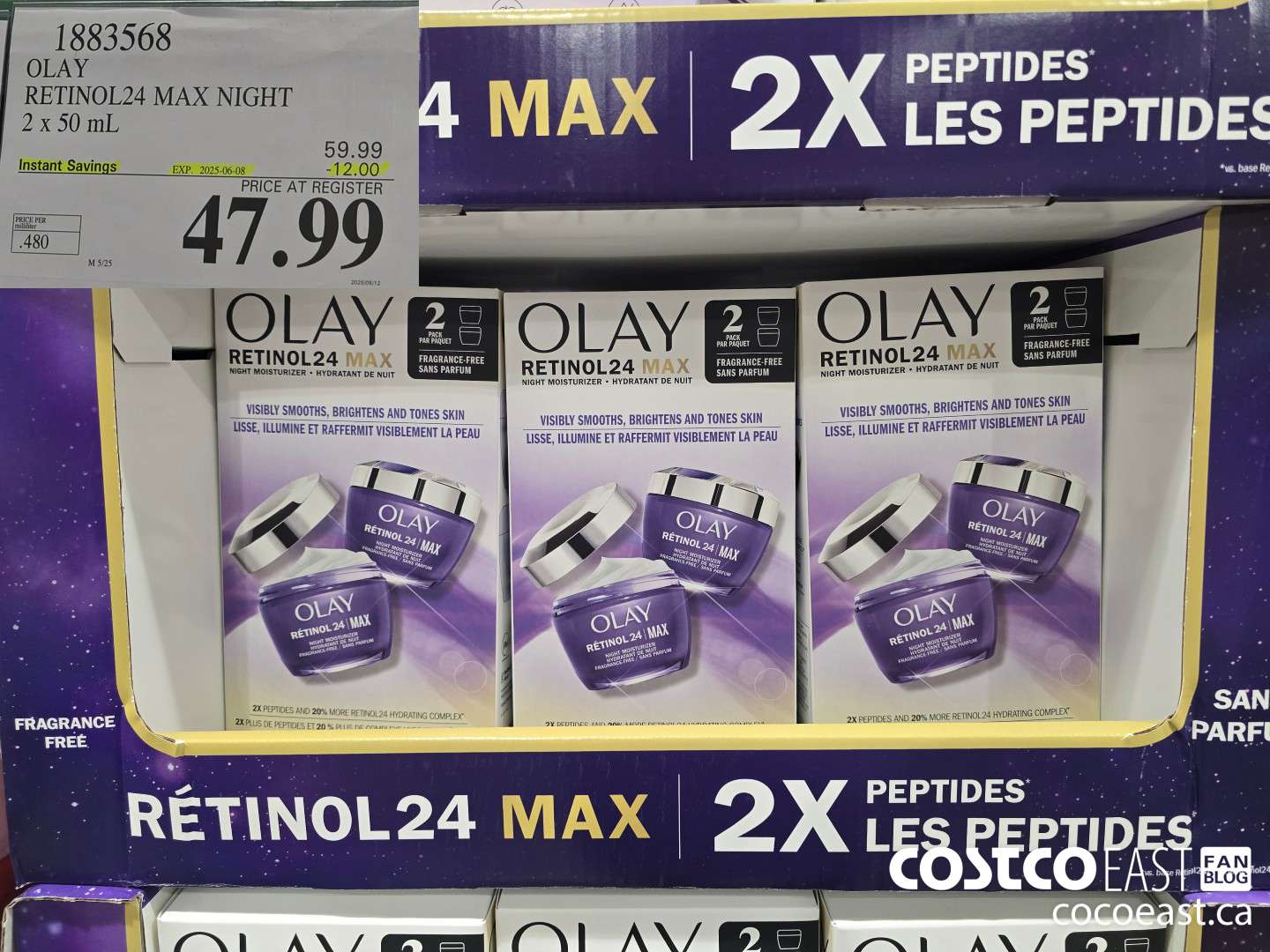 1883568 OLAY RETINOL24 MAX NIGHT 2 x50 ML ($12.00 INSTANT SAVINGS EXPIRES ON 2025-06-08) $47.99