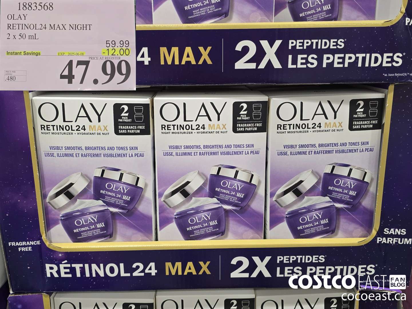 1883568 OLAY RETINOL24 MAX NIGHT 2 x50 ML ($12.00 INSTANT SAVINGS EXPIRES ON 2025-06-08) $47.99