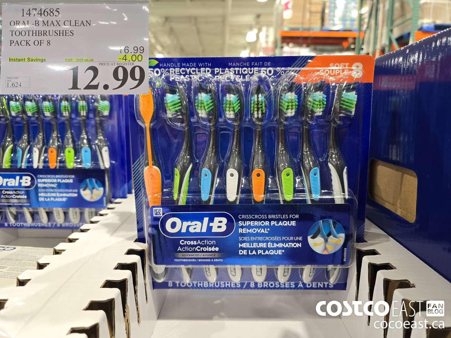 1474685 ORAL-B MAX CLEAN TOOTHBRUSHES PACK OF 8 ($4.00 INSTANT SAVINGS EXPIRES ON 2025-06-08) $12.99