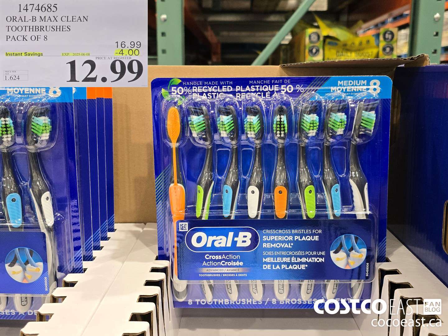 1474685 ORAL-B MAX CLEAN TOOTHBRUSHES PACK OF 8 ($4.00 INSTANT SAVINGS EXPIRES ON 2025-06-08) $12.99