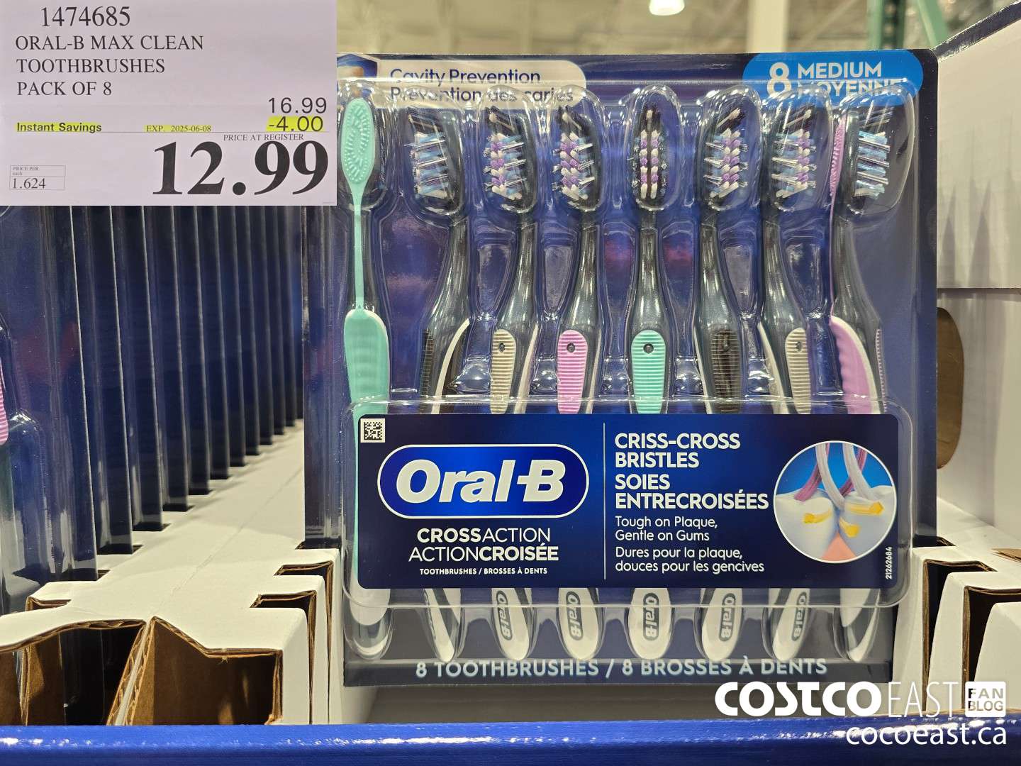 1474685 ORAL-B MAX CLEAN TOOTHBRUSHES PACK OF 8 ($4.00 INSTANT SAVINGS EXPIRES ON 2025-06-08) $12.99