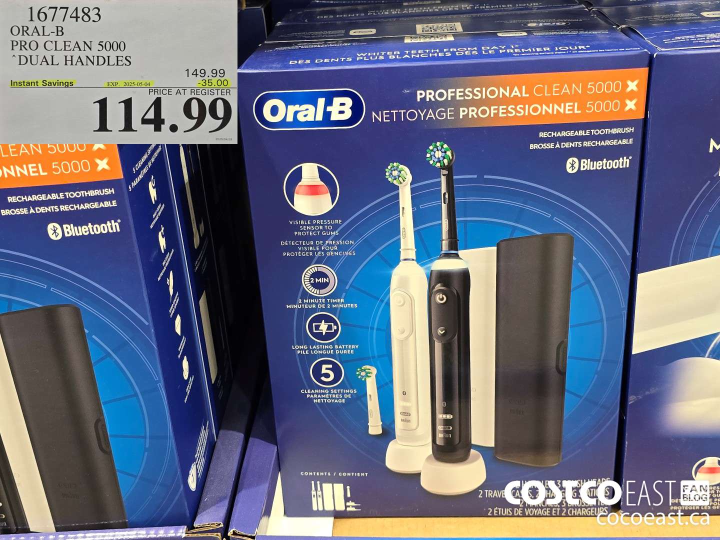 1677483 ORAL-B PRO CLEAN 5000 DUAL HANDLES ($35.00 INSTANT SAVINGS EXPIRES ON 2025-05-04) $114.99