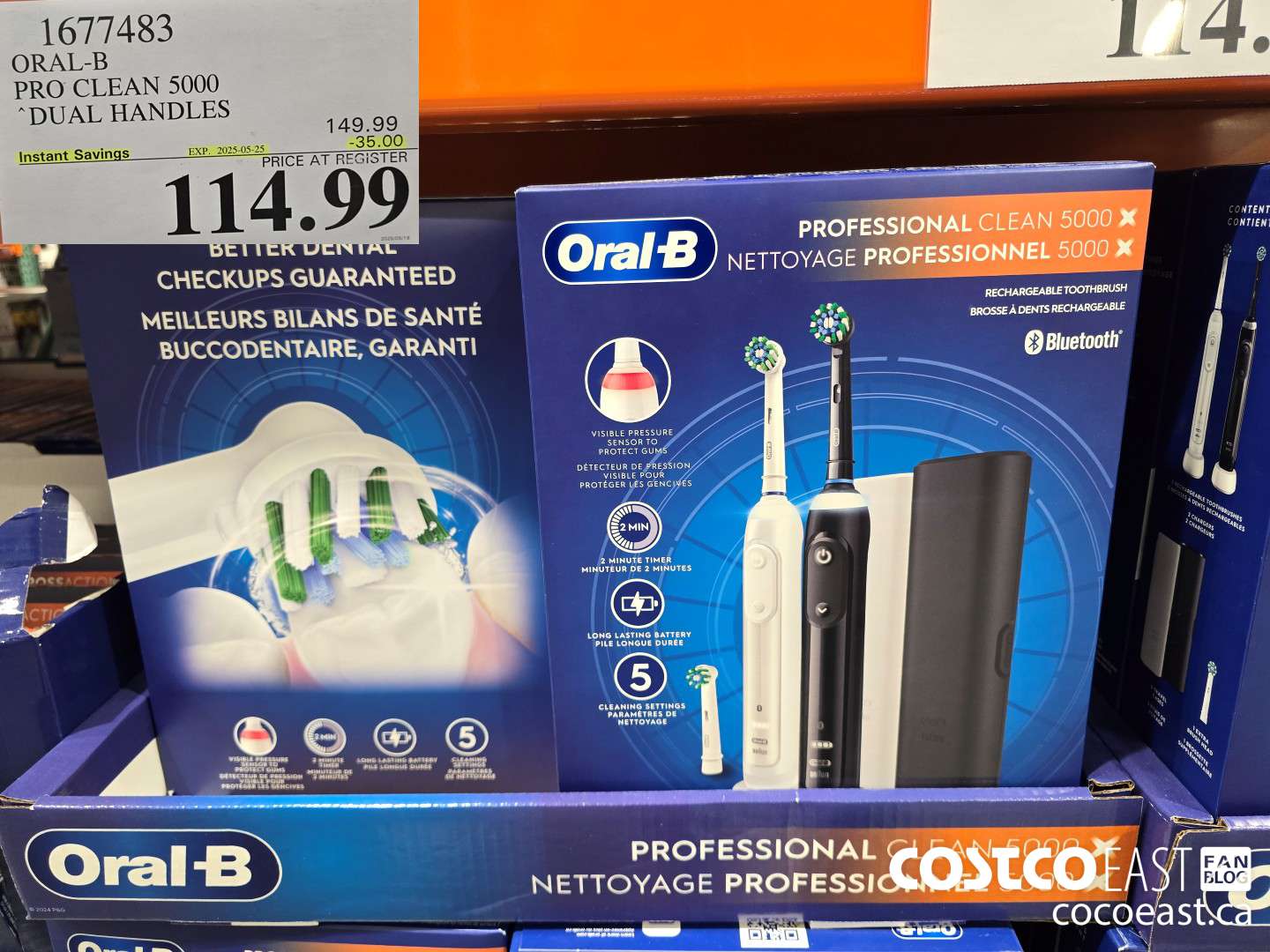 1677483 ORAL-B PRO CLEAN 5000 DUAL HANDLES ($35.00 INSTANT SAVINGS EXPIRES ON 2025-05-25) $114.99