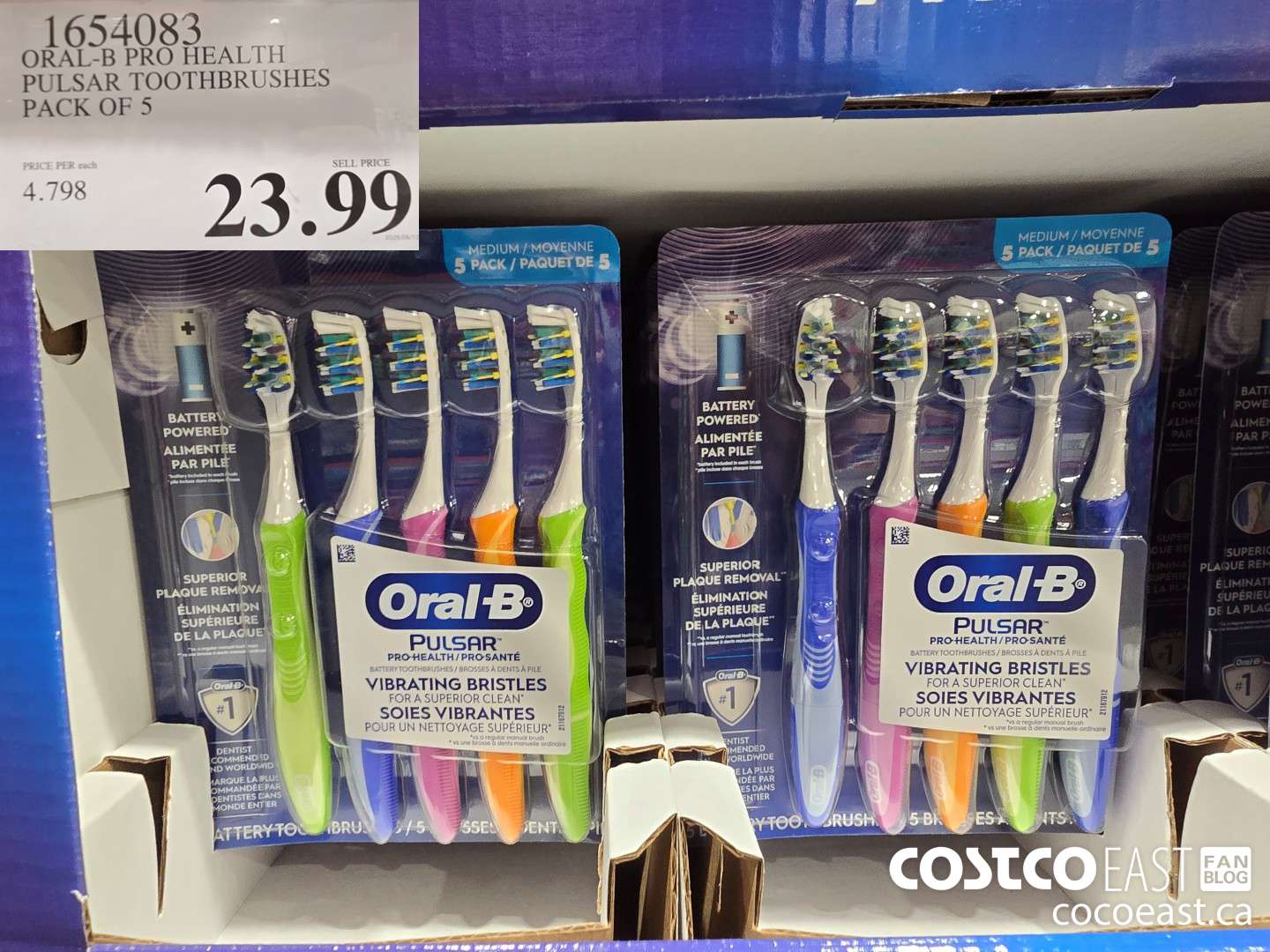 1654083 ORAL-B PRO HEALTH PULSAR TOOTHBRUSHES PACK OF 5 $23.99