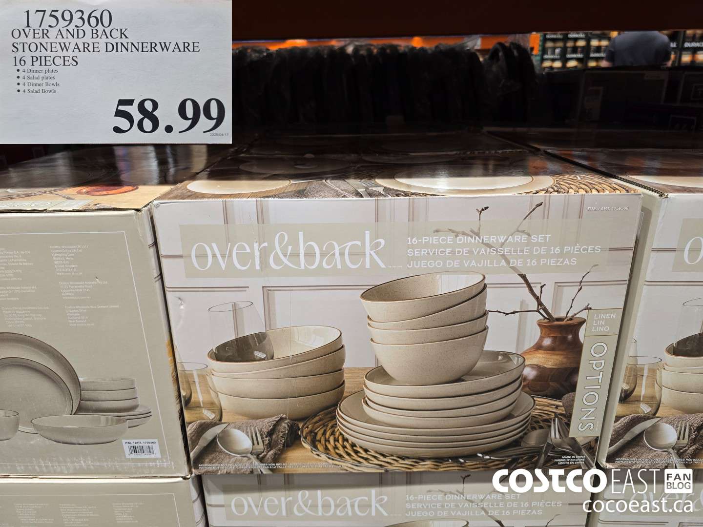 1759360 OVER AND BACK STONEWARE DINNERWARE 16 PIECES $58.99