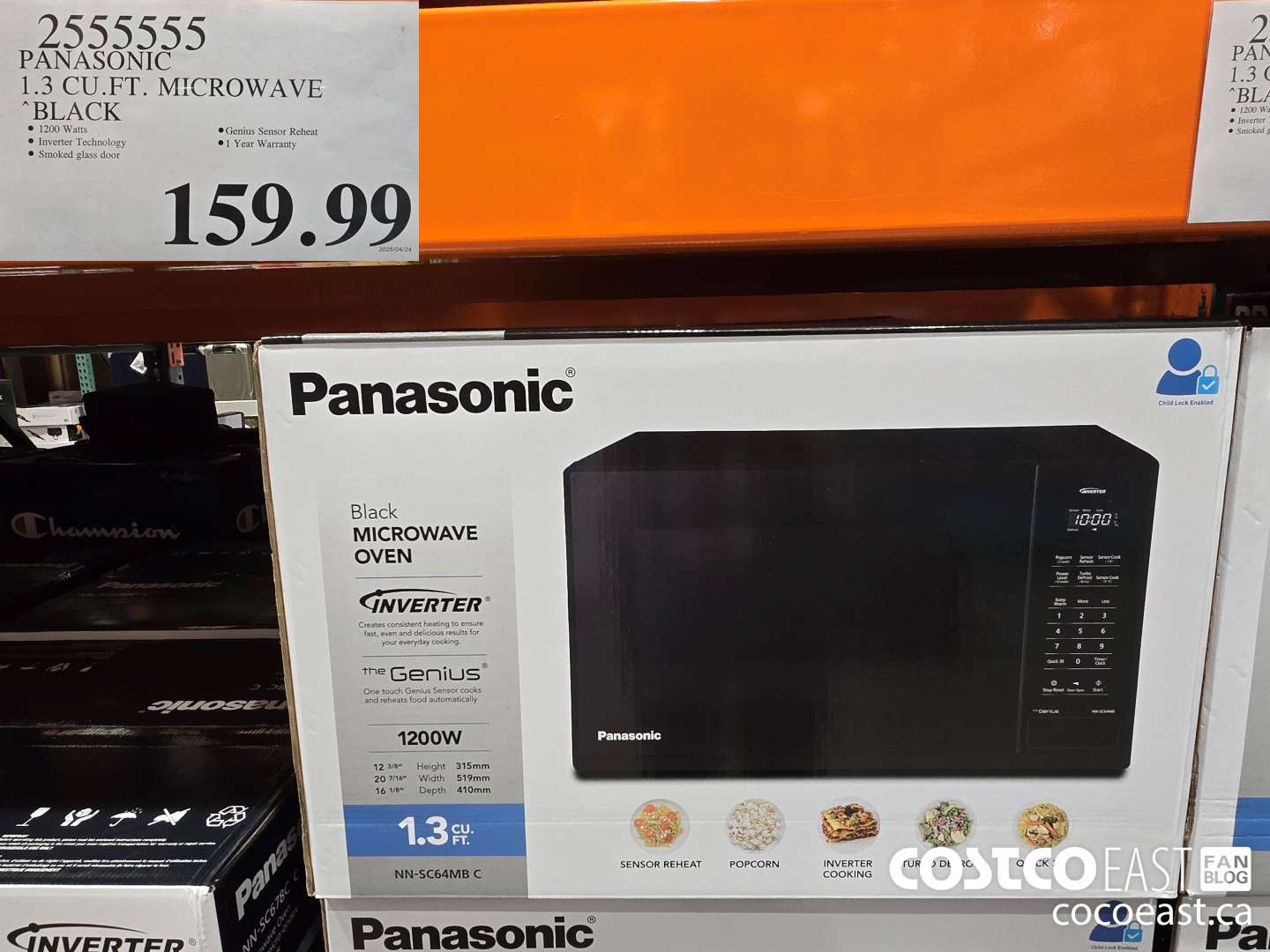 2555555 PANASONIC 1.3 CU.FT. MICROWAVE BLACK $159.99