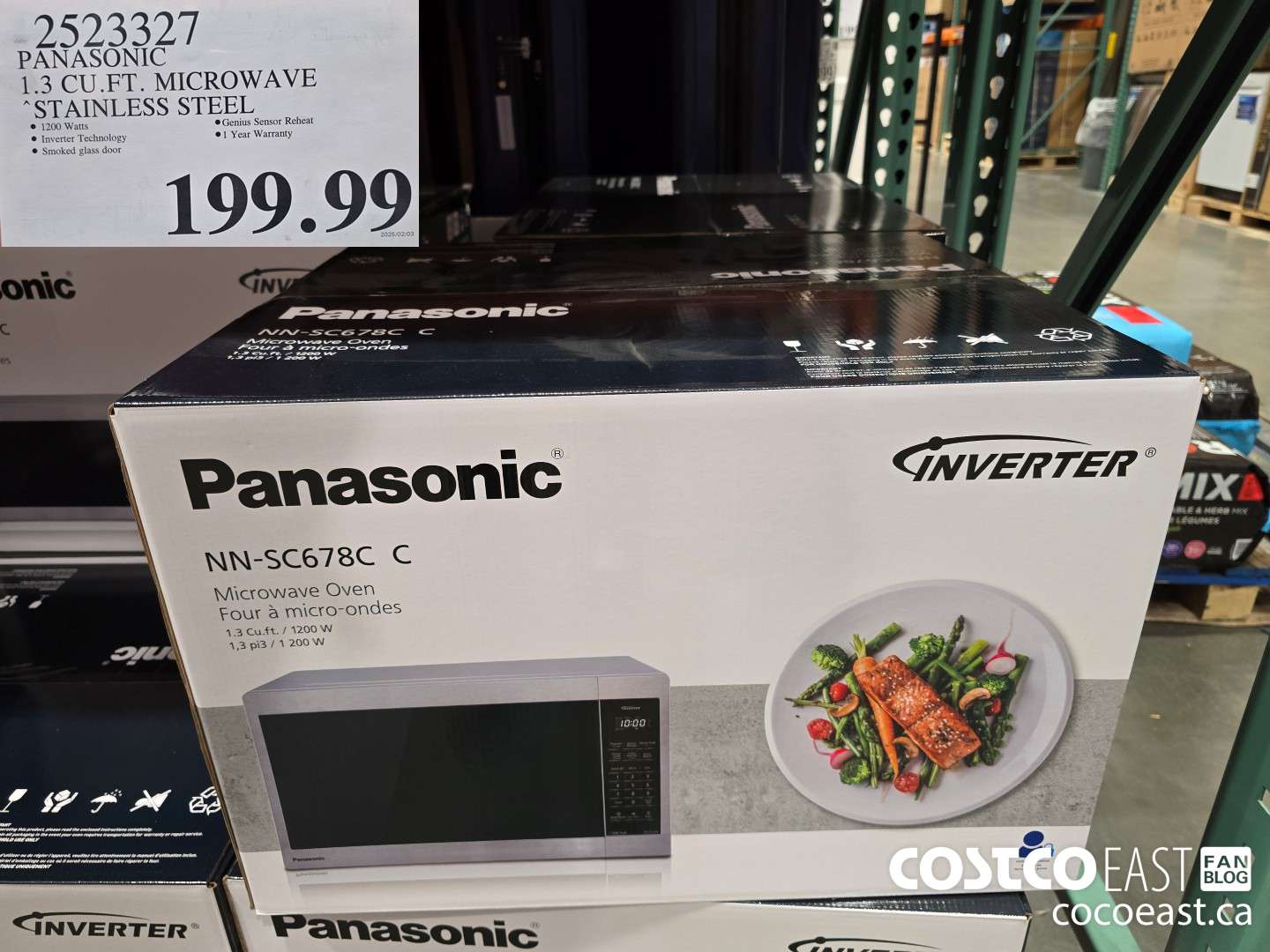 2523327 PANASONIC 1.3 CU.FT. MICROWAVE STAINLESS STEEL $199.99