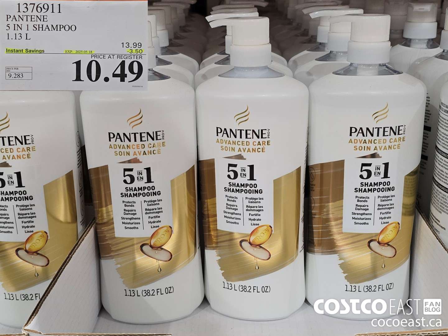 1376911 PANTENE 5 IN 1 SHAMPOO 1.13 L ($3.50 INSTANT SAVINGS EXPIRES ON 2025-05-18) $10.49