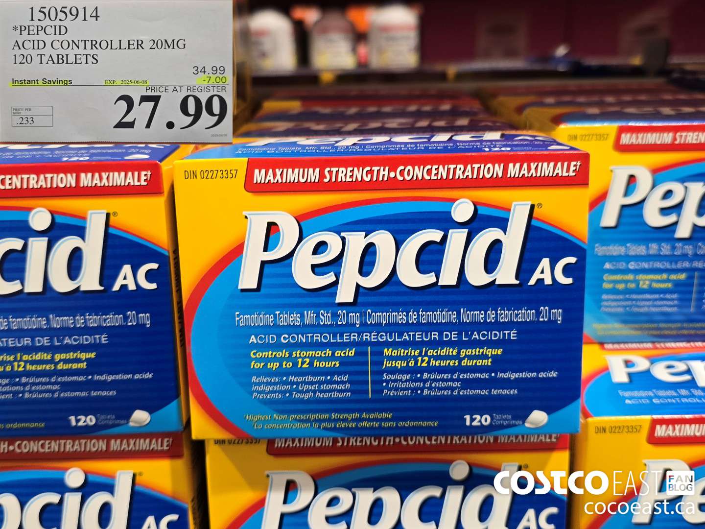 1505914 PEPCID ACID CONTROLLER 20MG 120 TABLETS ($7.00 INSTANT SAVINGS EXPIRES ON 2025-06-08) $27.99