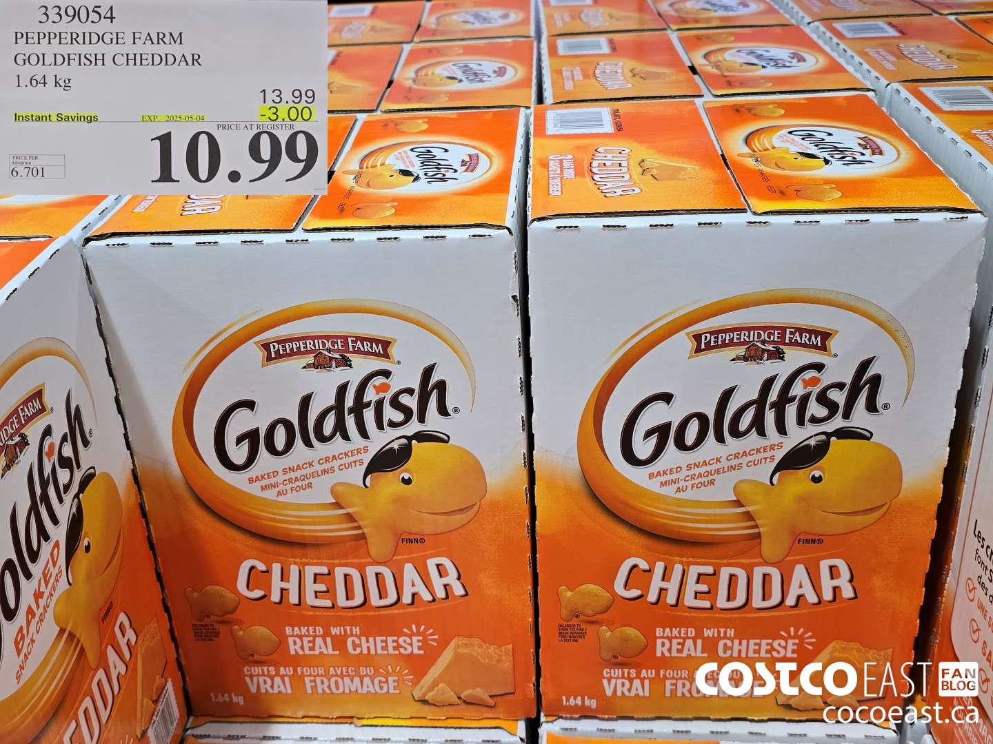 339054 PEPPERIDGE FARM GOLDFISH CHEDDAR 1.64 KG ($3.00 INSTANT SAVINGS EXPIRES ON 2025-05-04) $10.99