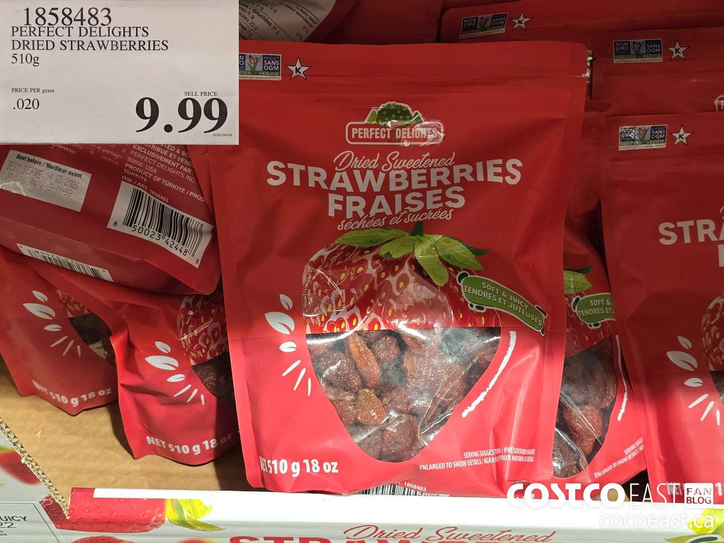 1858483 PERFECT DELIGHTS DRIED STRAWBERRIES 510G $9.99