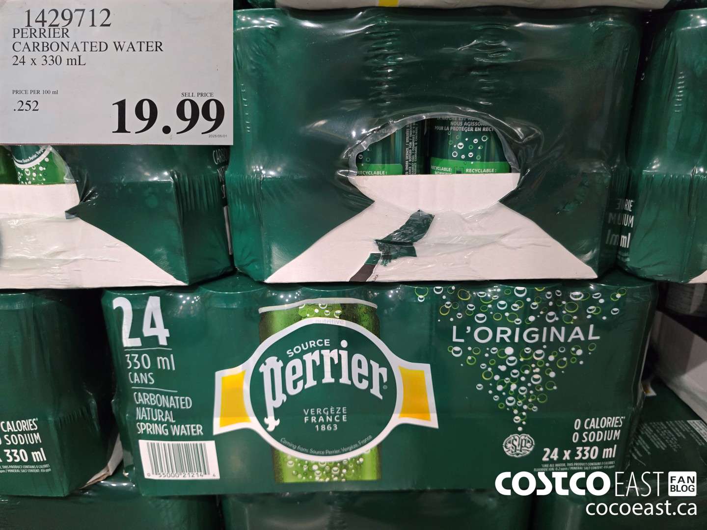 1429712 PERRIER CARBONATED WATER 24 x 330 mL $19.99