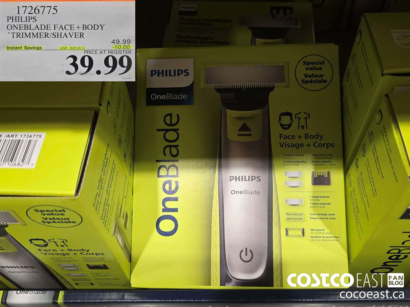 1726775 PHILIPS ONEBLADE FACE+ BODY TRIMMER/SHAVER ($10.00 INSTANT SAVINGS EXPIRES ON 2025-05-11) $39.99