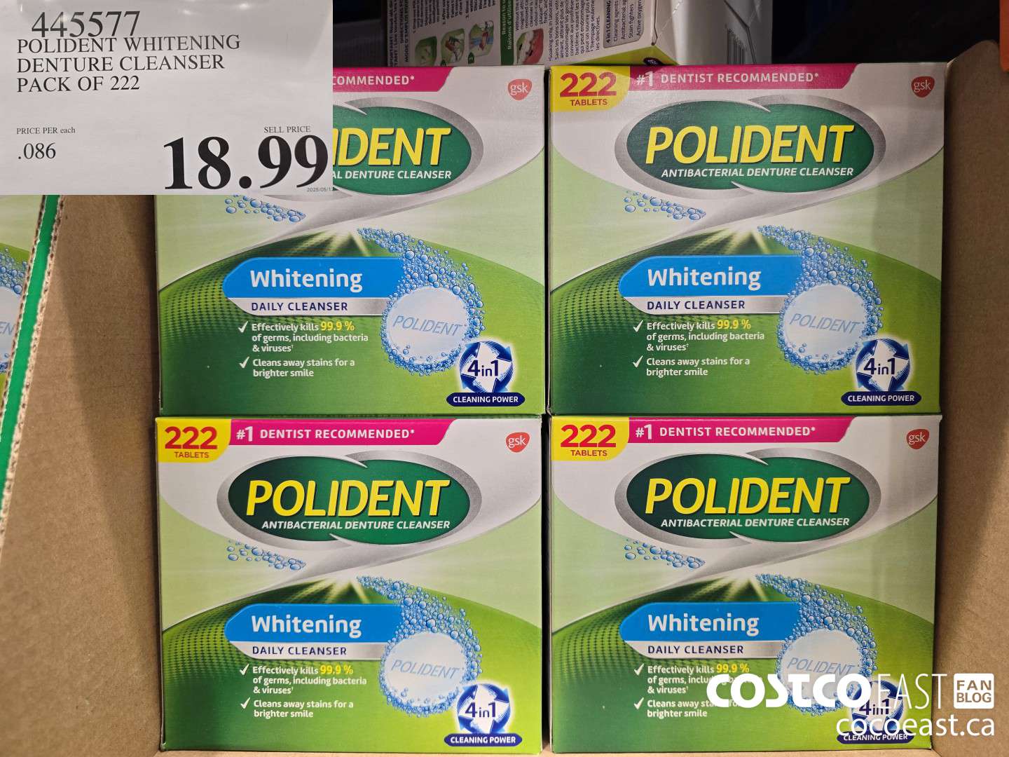 445577 POLIDENT WHITENING DENTURE CLEANSER PACK OF 222 $18.99