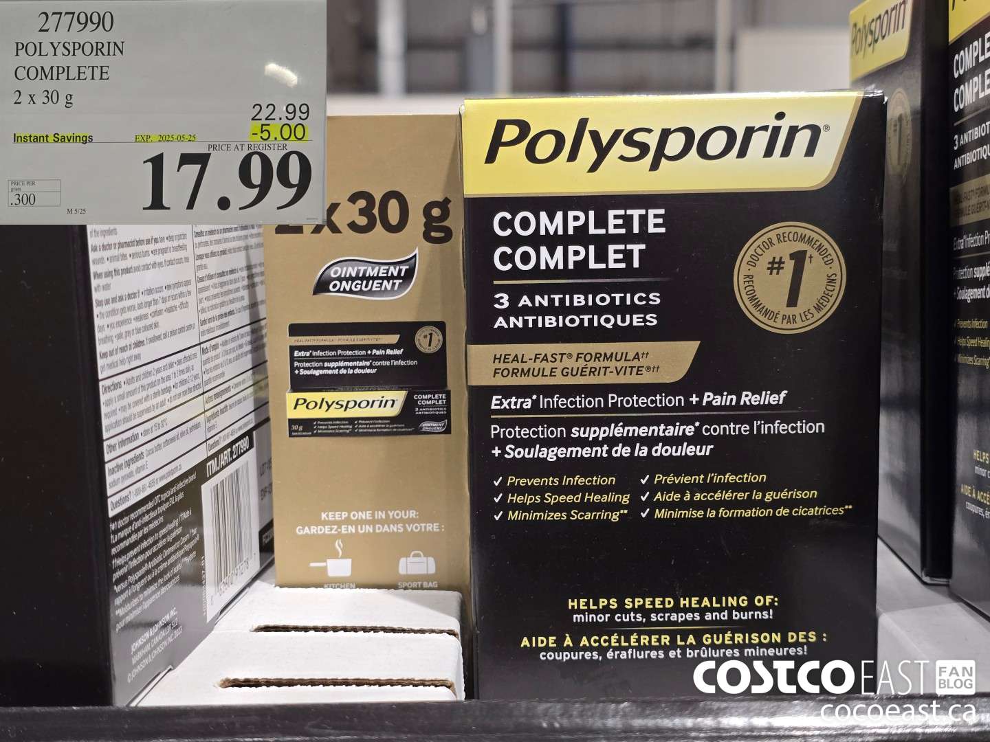 277990 POLYSPORIN COMPLETE 2 X 30 G ($5.00 INSTANT SAVINGS EXPIRES ON 2025-05-25) $17.99