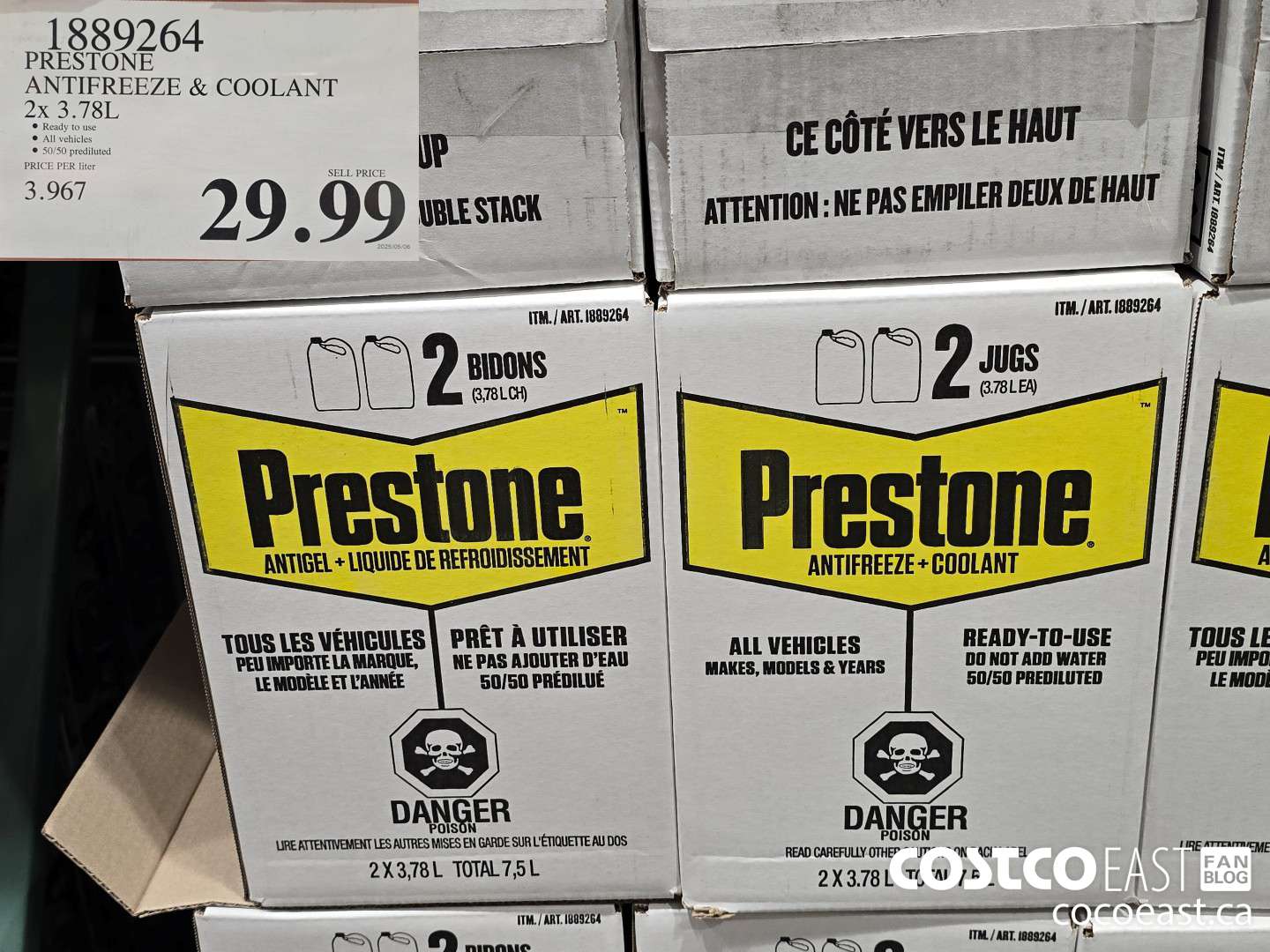 1889264 PRESTONE ANTIFREEZE & COOLANT 2 X 3.78L $29.99