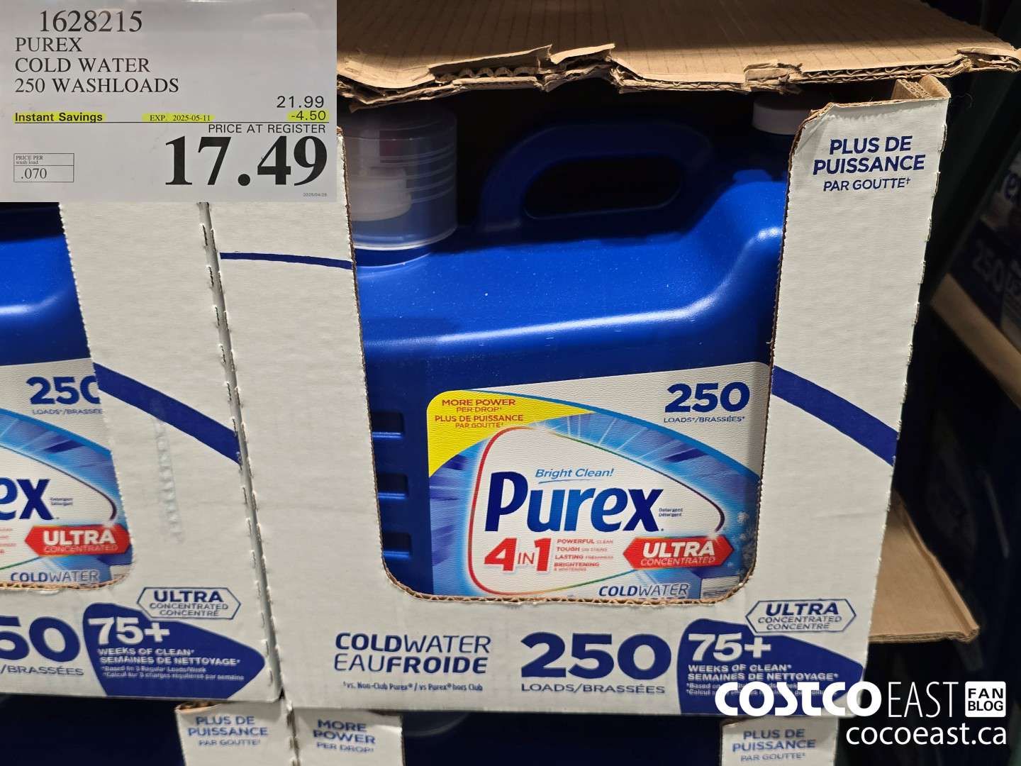 1628215 PUREX COLD WATER 250 washloads ($4.50 INSTANT SAVINGS EXPIRES ON 2025-05-11) $17.49
