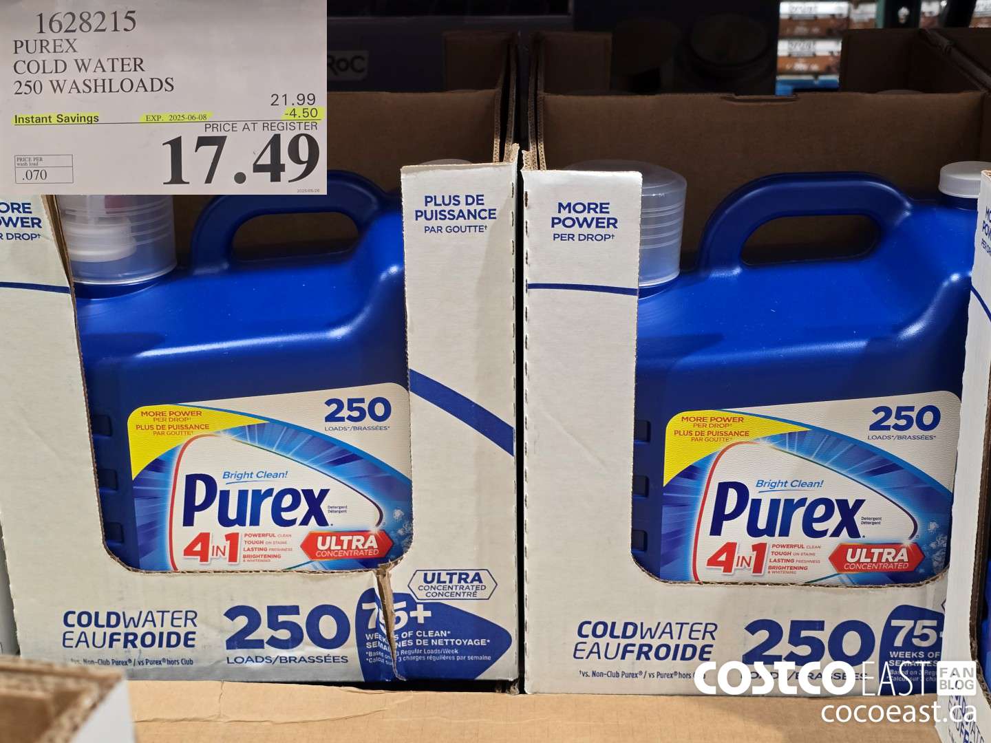 1628215 PUREX COLD WATER 250 washloads ($4.50 INSTANT SAVINGS EXPIRES ON 2025-06-08) $17.49