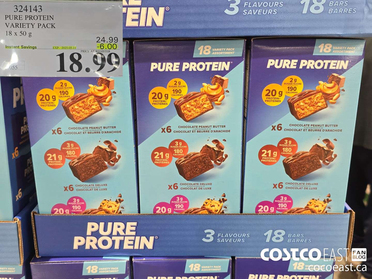 324143 PURE PROTEIN VARIETY PACK 18 x 50G ($6.00 INSTANT SAVINGS EXPIRES ON 2025-05-11) $18.99