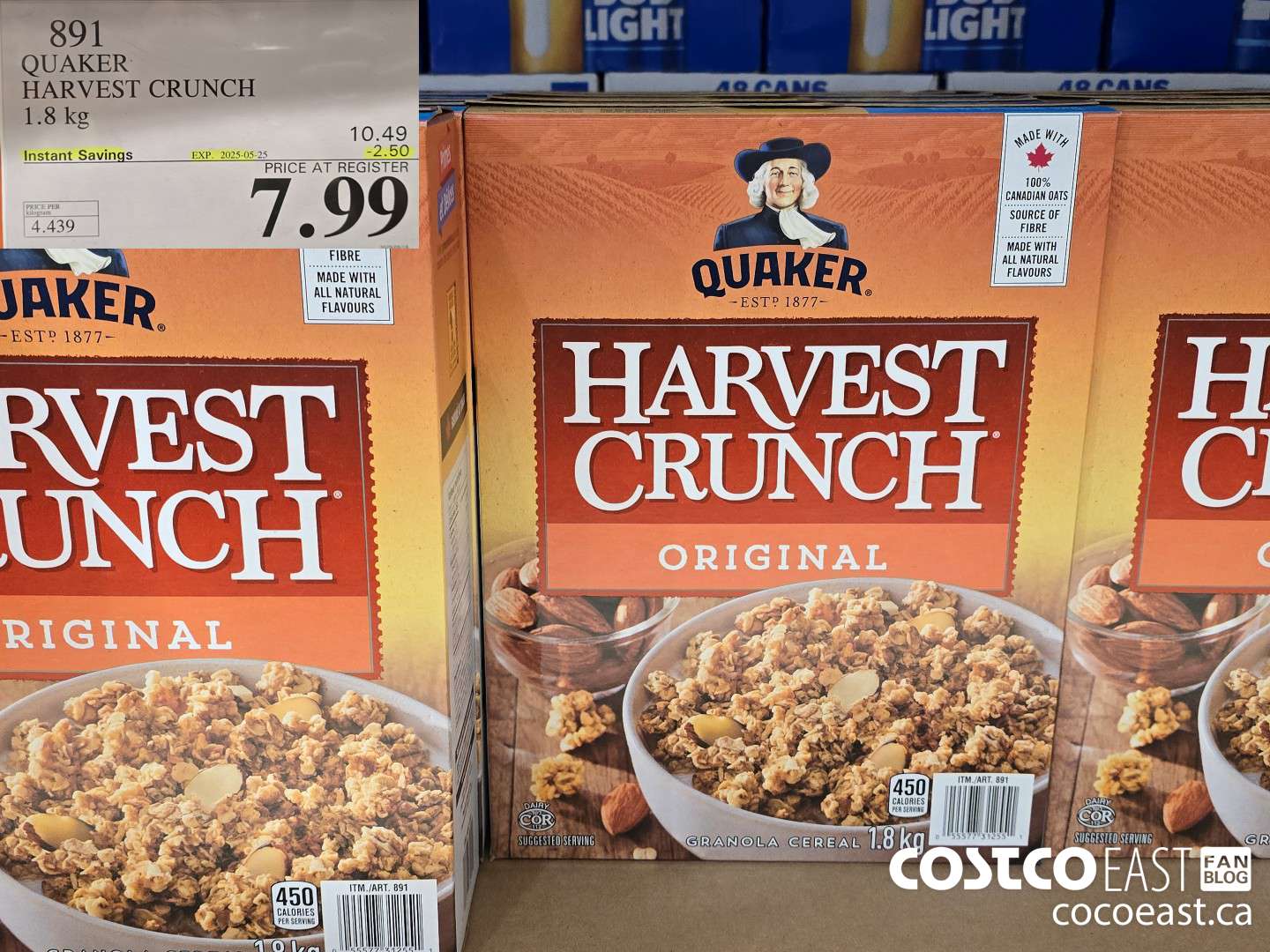 891 QUAKER HARVEST CRUNCH 1.8 kg  ($2.50 INSTANT SAVINGS EXPIRES ON 2025-05-25) $7.99