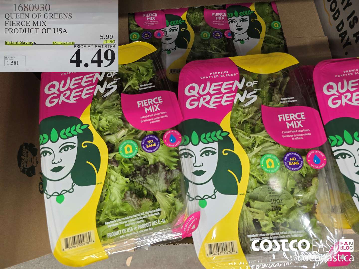 1680930 QUEEN OF GREENS FIERCE MIX PRODUCT OF USA ($1.50 INSTANT SAVINGS EXPIRES ON 2025-05-18) $4.49