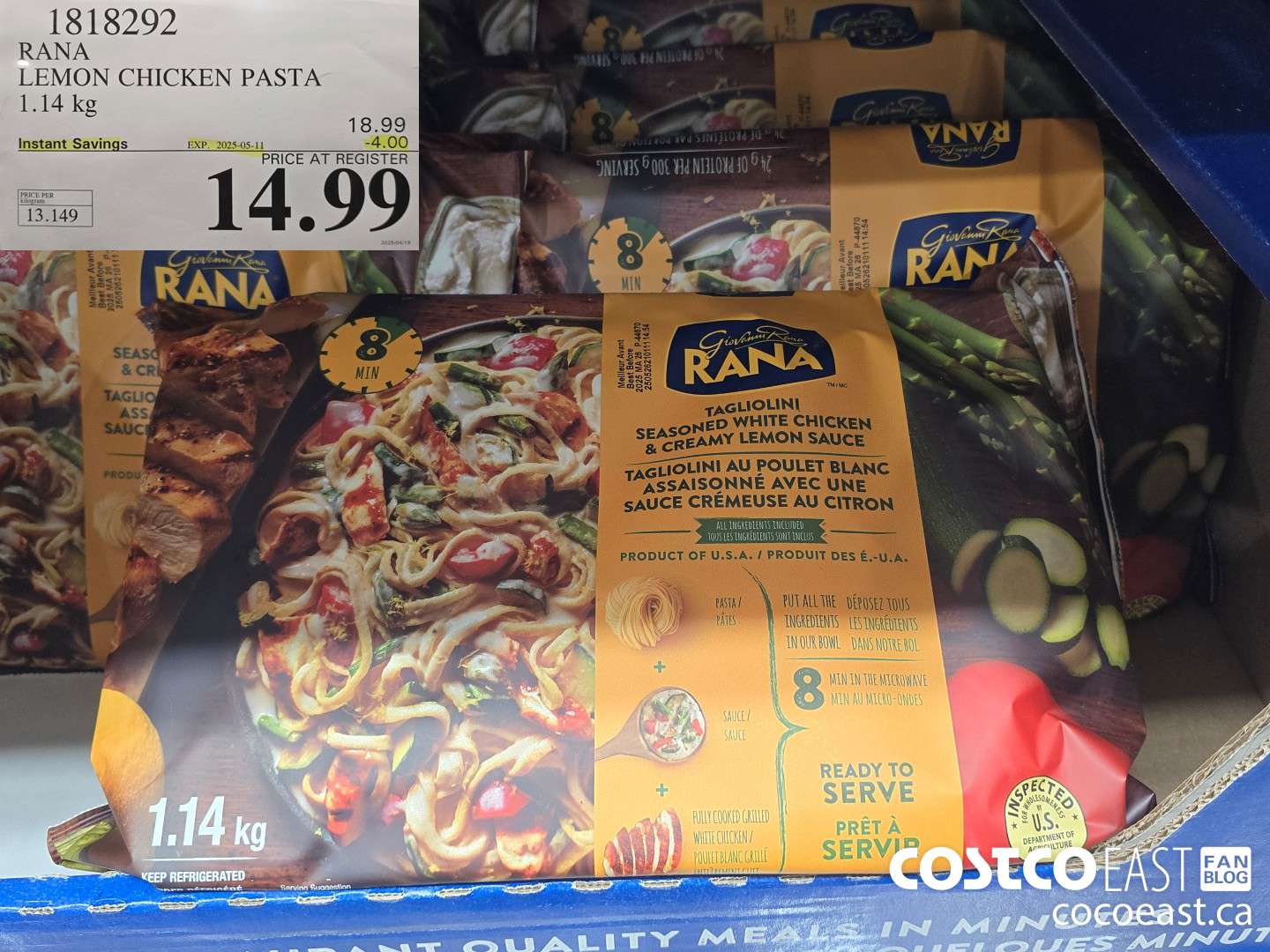 1818292 RANA LEMON CHICKEN PASTA 1.14 kg ($4.00 INSTANT SAVINGS EXPIRES ON 2025-05-11) $14.99