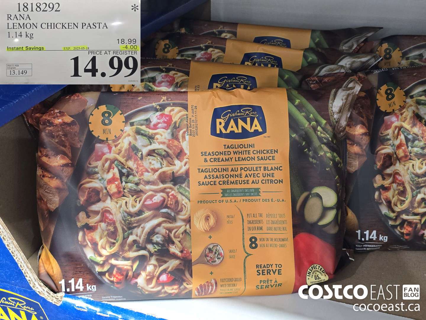 1818292 RANA LEMON CHICKEN PASTA 1.14 kg ($4.00 INSTANT SAVINGS EXPIRES ON 2025-05-18) $14.99