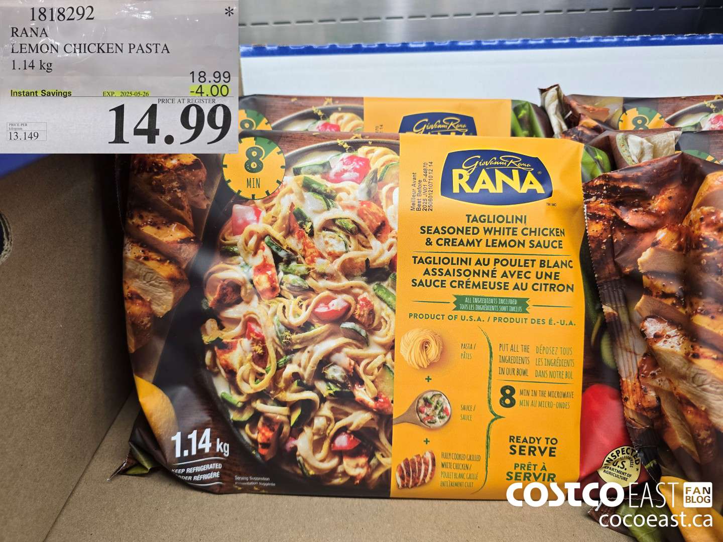 1818292 RANA LEMON CHICKEN PASTA 1.14 kg ($4.00 INSTANT SAVINGS EXPIRES ON 2025-05-26) $14.99