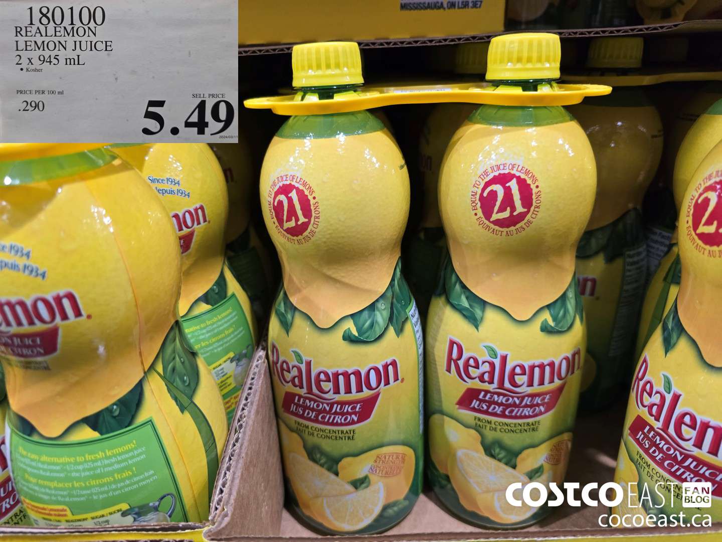 180100 REALEMON LEMON JUICE 2 X 945 ML $5.49