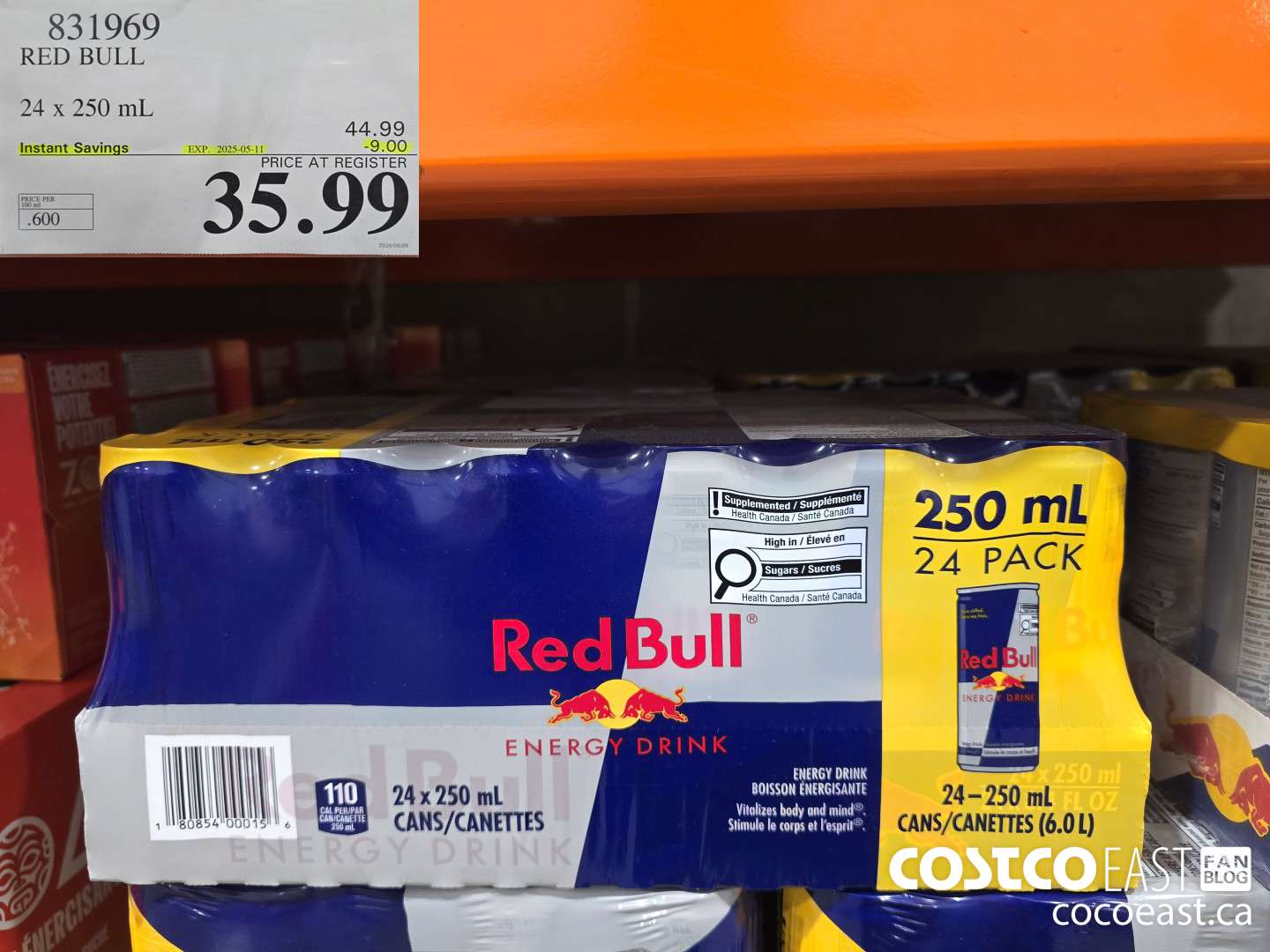 831969 RED BULL 24 x 250 mL ($9.00 INSTANT SAVINGS EXPIRES ON 2025-05-11) $35.99