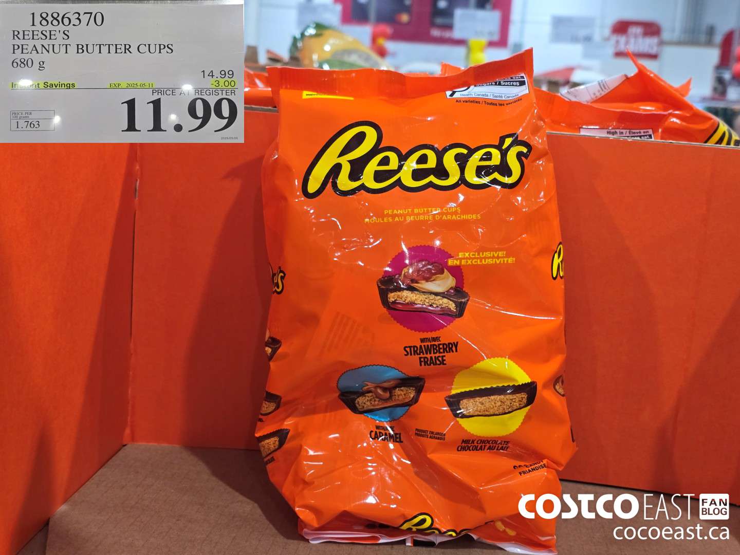 1886370 REESE'S PEANUT BUTTER CUPS 680 g ($3.00 INSTANT SAVINGS EXPIRES ON 2025-05-11) $11.99