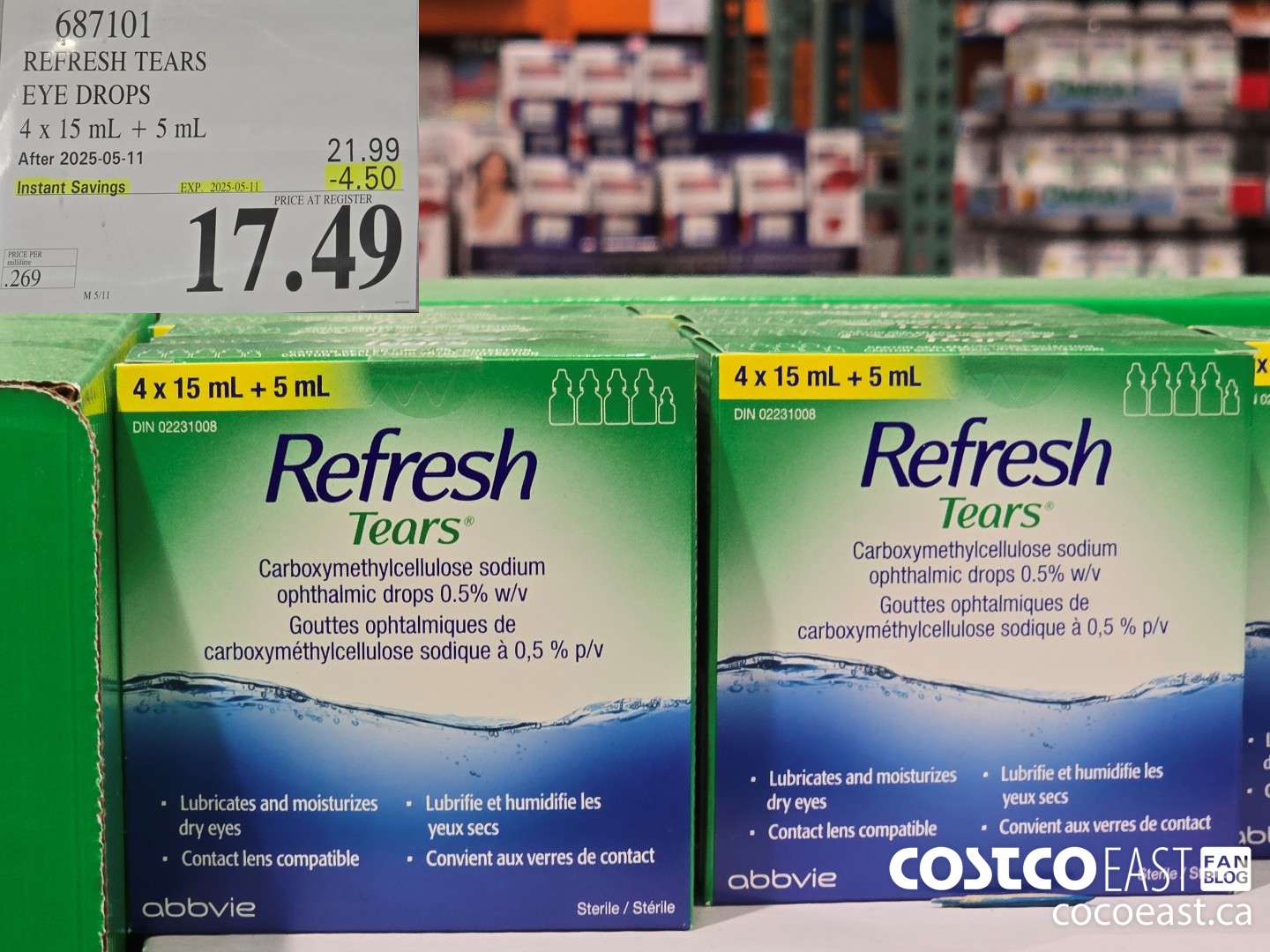 687101 REFRESH TEARS EYE DROPS 4X15ml + 5ml ($4.50 INSTANT SAVINGS EXPIRES ON 2025-05-11) $17.49