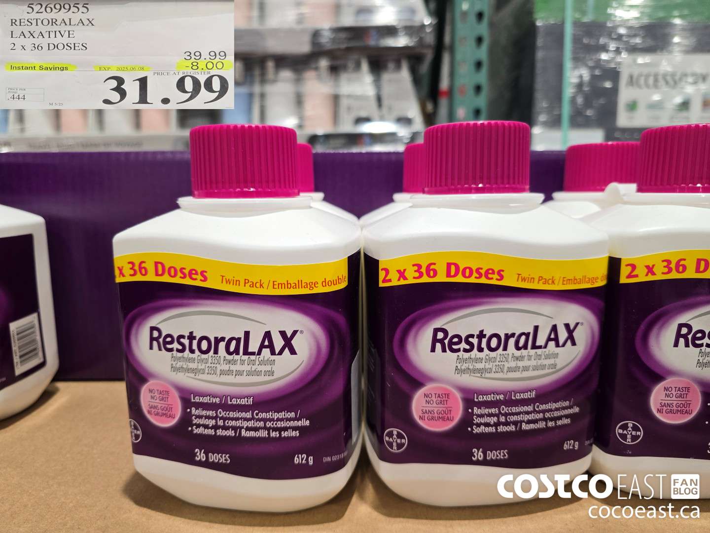 5269955 RESTORALAX LAXATIVE 2 X 36 DOSES ($8.00 INSTANT SAVINGS EXPIRES ON 2025-06-08) $31.99