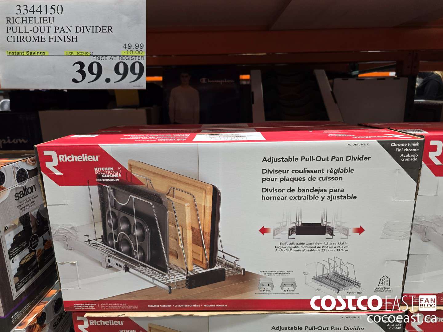 3344150 RICHELIEU PULL-OUT PAN DIVIDER CHROME FINISH ($10.00 INSTANT SAVINGS EXPIRES ON 2025-05-25) $39.99
