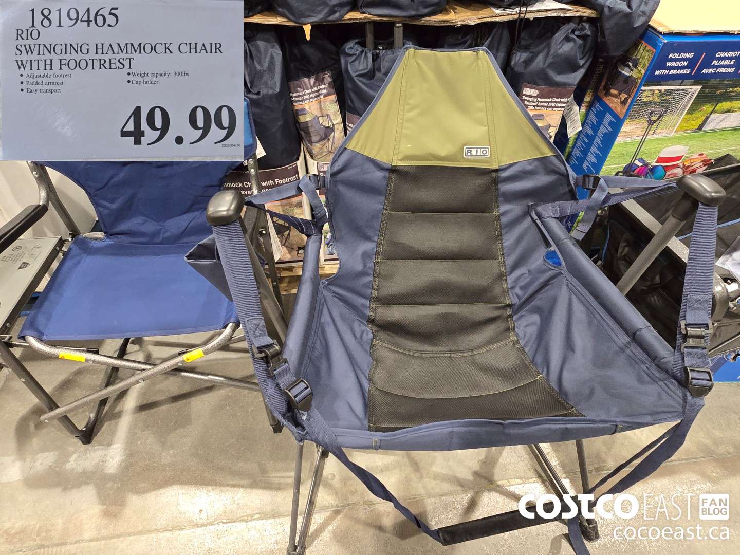 1819465 RIO SWINGING HAMMOCK CHAIR WITH FOOTREST $49.99