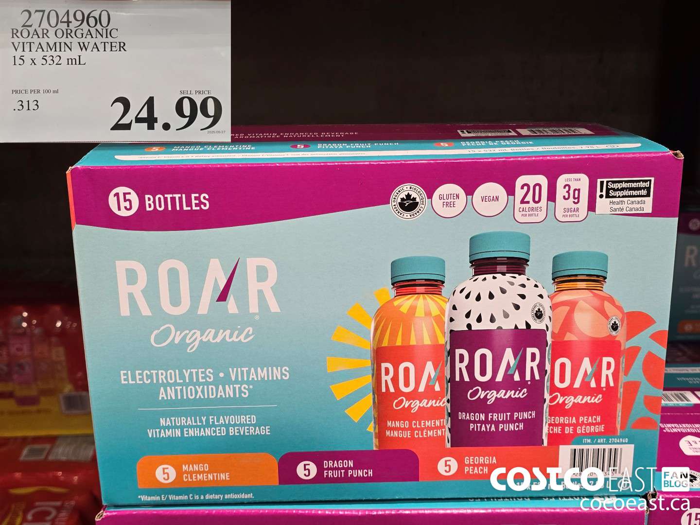 2704960 ROAR ORGANIC VITAMIN WATER 15 X 532 ML $24.99
