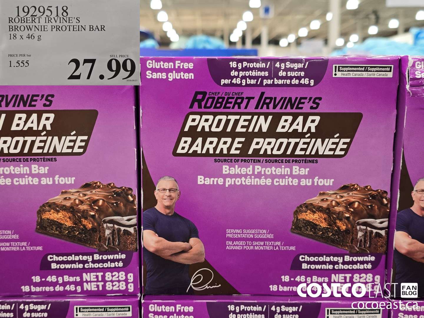 1929518 ROBERT IRVINE'S BROWNIE PROTEIN BAR 18 x 46 g $27.99