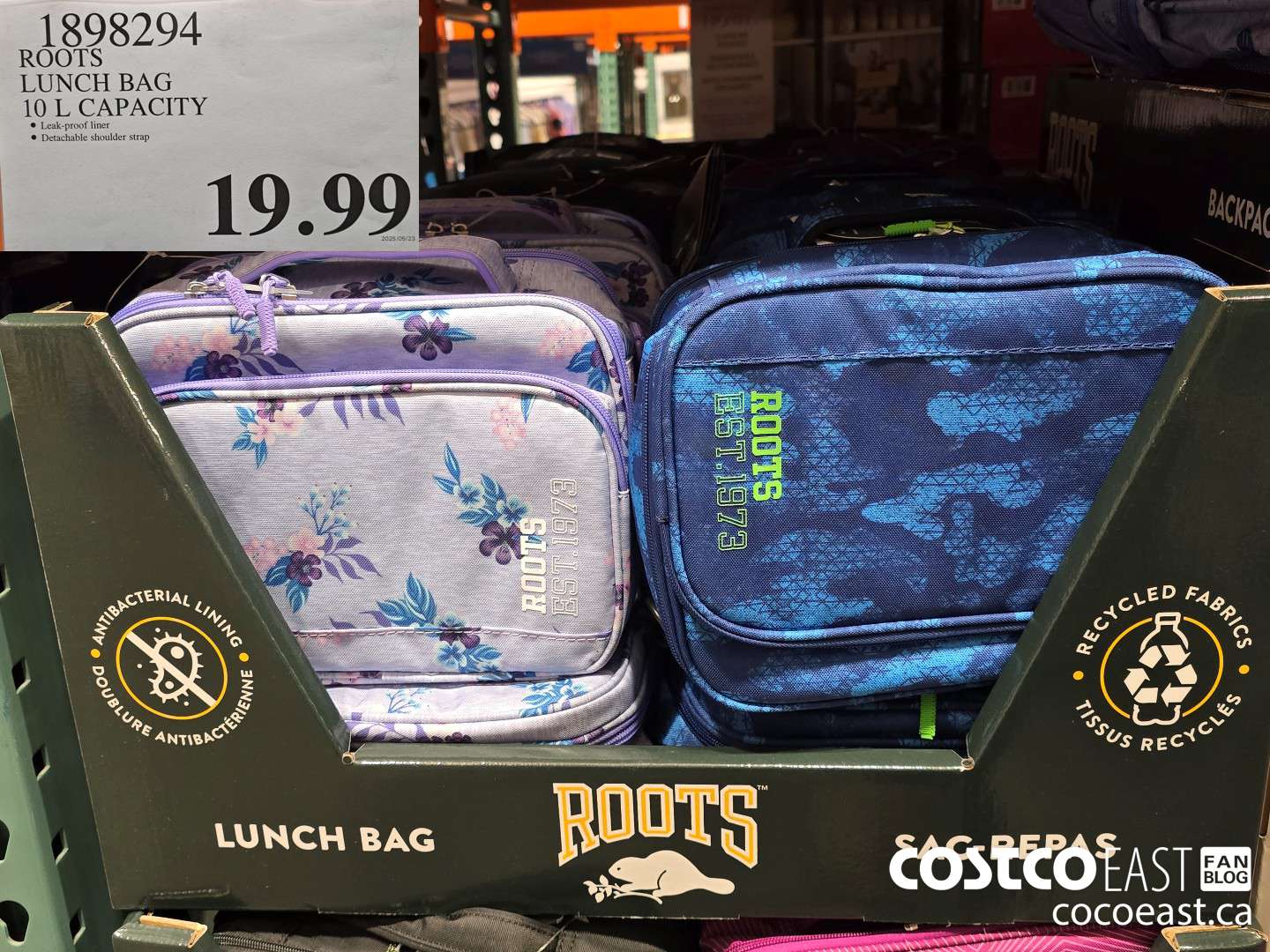 1898294 ROOTS LUNCH BAG 10 L CAPACITY $19.99